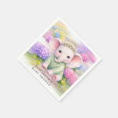 Serviette En Papier Baby Elephant with Hydrangeas Baby Shower  (Coin)