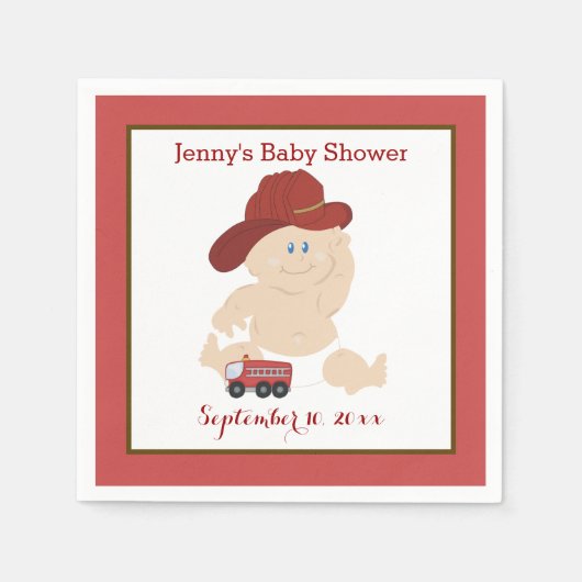 Serviette En Papier Baby Firefighter Customisé serviettes (Devant)