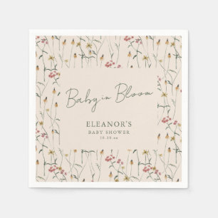 Serviette En Papier Baby Fleur Sauvage en Fleur Baby Shower Bohème Flo