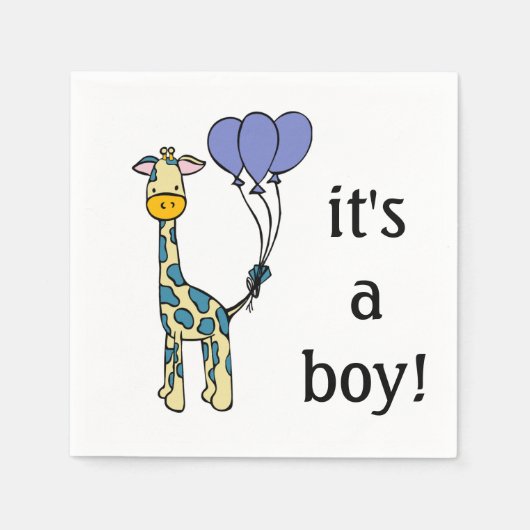 Serviette En Papier Baby Giraffe - C'est un garçon - Baby shower servi (Devant)