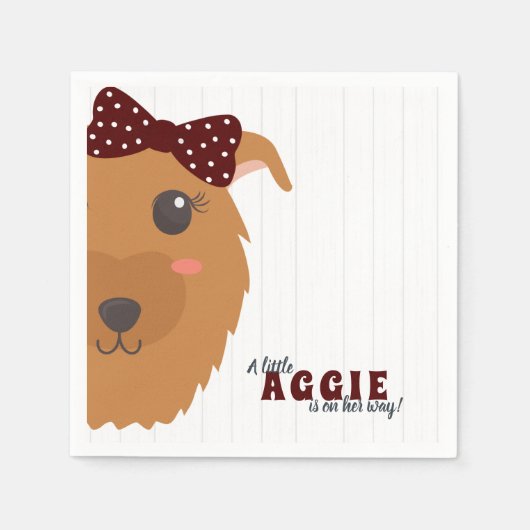 Serviette En Papier Baby Girl Chien Maroon Baby shower serviettes (Devant)