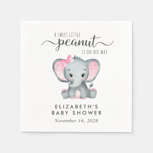 Serviette En Papier Baby Girl Douche Eléphant mignon (Devant)
