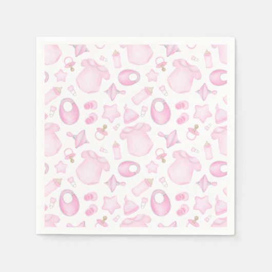 Serviette En Papier Baby Girl Douche rose (Devant)
