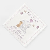 Serviette En Papier Baby Girl Elephant and mignon Balloon Aquarelle (Coin)