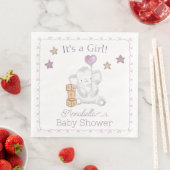 Serviette En Papier Baby Girl Elephant and mignon Balloon Aquarelle (En situation)