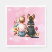 Serviette En Papier Baby Girl et son chiot | Baby shower (Devant)