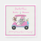 Serviette En Papier Baby Girl Golfing Elephant & Monkey Douche (Devant)
