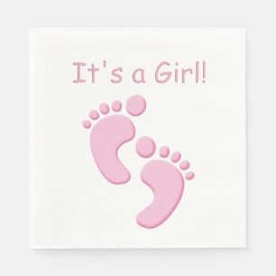 Serviette En Papier Baby Girl Little Feet Baby shower Napkin
