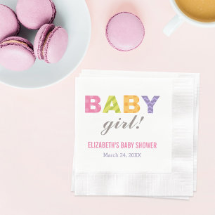 Serviette En Papier Baby Girl Modern Colorful Lettres Baby shower