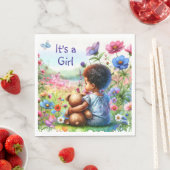 Serviette En Papier Baby Girl with Teddy Bear Baby shower C'est une fi (En situation)