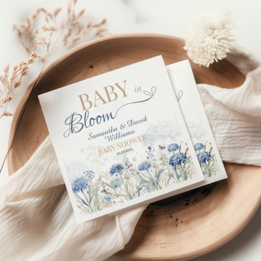 Serviette En Papier Baby in Bloom Blue Meadow Wildflower Botanical