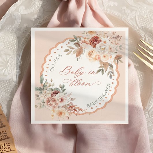 Serviette En Papier Baby in Bloom Boho Floral Baby Shower Napkins