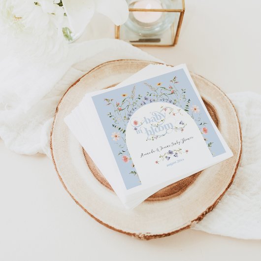 Serviette En Papier Baby in Bloom Fleur sauvage Blue Boy Baby shower