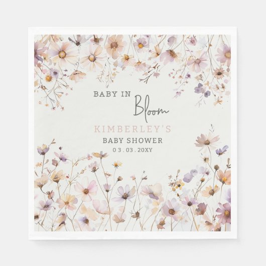 Serviette En Papier Baby in Bloom Fleurs sauvages Baby shower bébé fil (Devant)