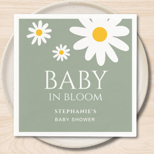 Serviette En Papier Baby in Bloom Marguerite Vert Sauge Baby Shower