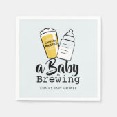 Serviette En Papier Baby is Brewing Beer Baby Bottle Blue Baby Shower (Devant)