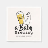 Serviette En Papier Baby is Brewing Beer Baby Bottle Pink Baby Shower (Devant)