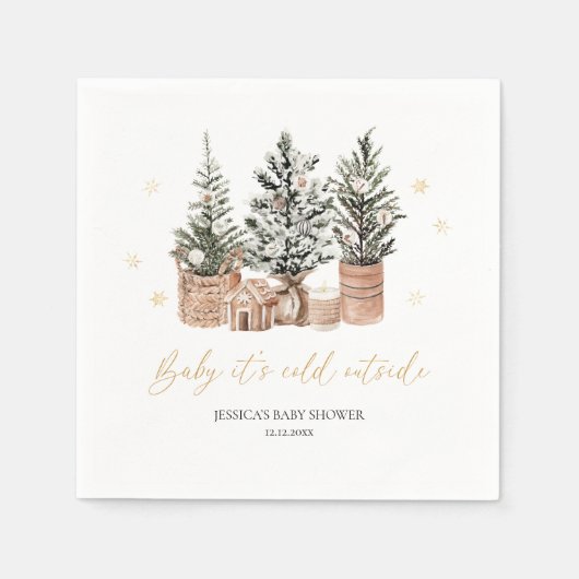 Serviette En Papier Baby It’s Cold Outside Christmas Trees Baby shower (Devant)