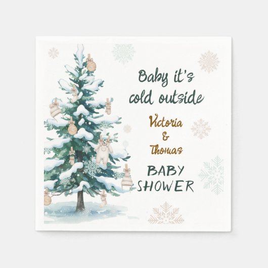 Serviette En Papier Baby It's Cold Outside Baby Shower (Devant)