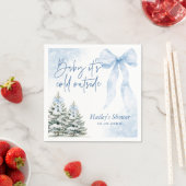 Serviette En Papier Baby Its Cold Outside, Blue Bow Winter Baby Shower (En situation)