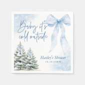Serviette En Papier Baby Its Cold Outside, Blue Bow Winter Baby Shower (Devant)