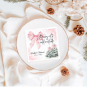 Serviette En Papier Baby Its Cold Outside, Pink Bow Winter Baby Shower