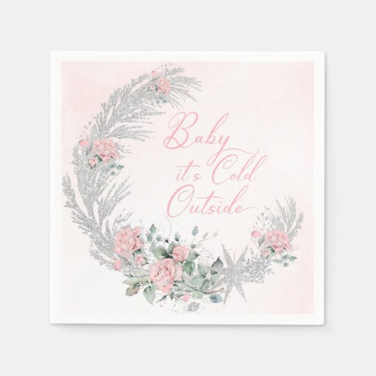 Serviette En Papier Baby its cold outside Pink Winter (Devant)
