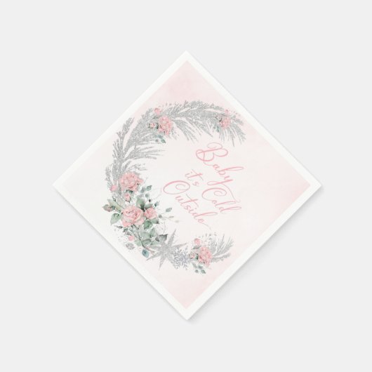 Serviette En Papier Baby its cold outside Pink Winter (Coin)