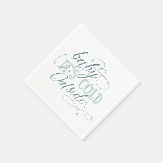 Serviette En Papier Baby It's Cold Outside Script Citation Napkin Blue (Coin)