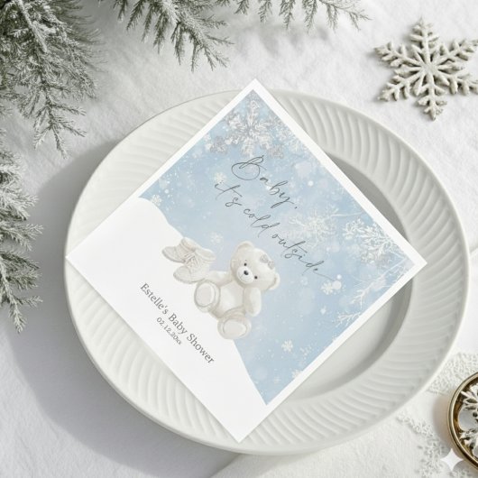 Serviette En Papier Baby, It's Cold Outside Teddy Bear Winter Accent