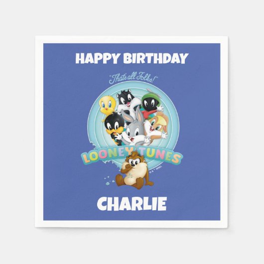 Serviette En Papier Baby LOONEY TUNES™ Logo | That's All Folks (Devant)