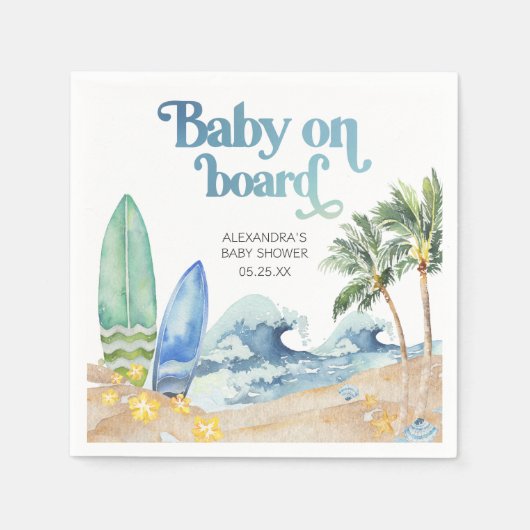 Serviette En Papier Baby on Board Baby shower de plage (Devant)