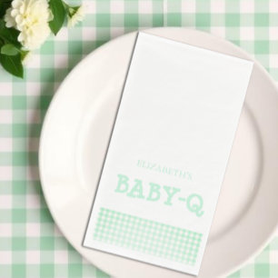 Serviette En Papier Baby-Q vert menthe à carreaux Baby Shower