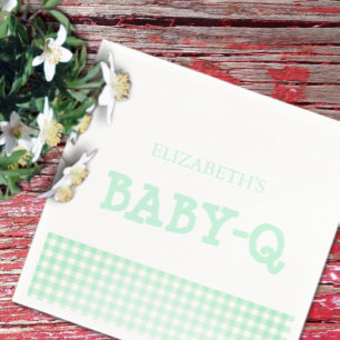 Serviette En Papier Baby-Q vert menthe à carreaux Baby Shower