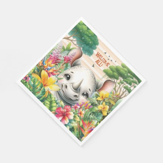 Serviette En Papier Baby Rhino Party Napkin (Coin)