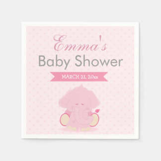 Serviette En Papier Baby Safari rose Sleepy Elephant