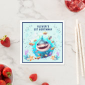 Serviette En Papier Baby Shark Boy 1st Birthday Party Papier serviette (En situation)