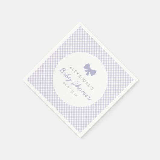 Serviette En Papier baby shower à arc En vichy violet (Coin)