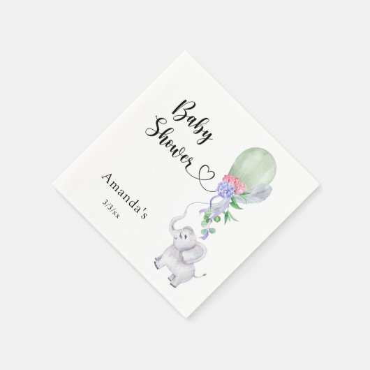 Serviette En Papier Baby shower à ballets et éléphants (Coin)