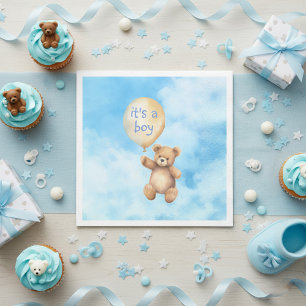 Serviette En Papier Baby shower à ballon flottant à ours en peluche mi