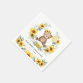 Serviette En Papier Baby shower à bulle de tournesol de l'ours en pelu (Coin)