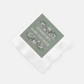 Serviette En Papier Baby shower à feuillage persistant aquarelle (Coin)