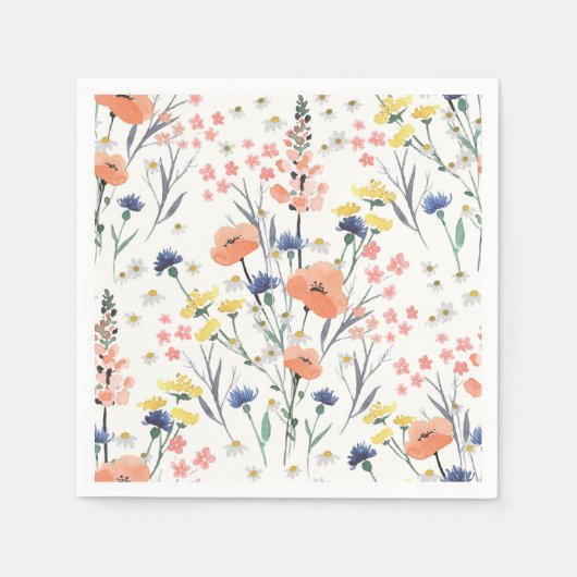 Serviette En Papier baby shower à fleurs d'aquarelle fleur sauvage (Devant)