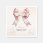 Serviette En Papier Baby shower à fleurs de Bow rose (Devant)