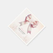 Serviette En Papier Baby shower à fleurs de Bow rose (Coin)