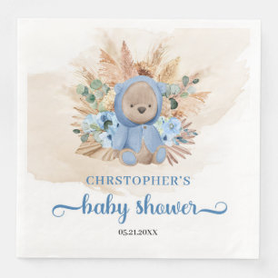 Serviette En Papier Baby shower à fleurs de l'ours en peluche de Boho 
