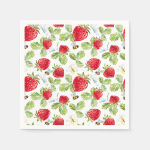 Serviette En Papier Baby Shower à l'aquarelle tendance de fraises de p