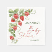 Serviette En Papier Baby shower à l'aquarelle tendance Meadow Strawber (Devant)