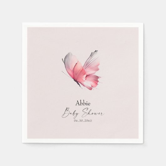 Serviette En Papier Baby shower à papillon transparent (Devant)