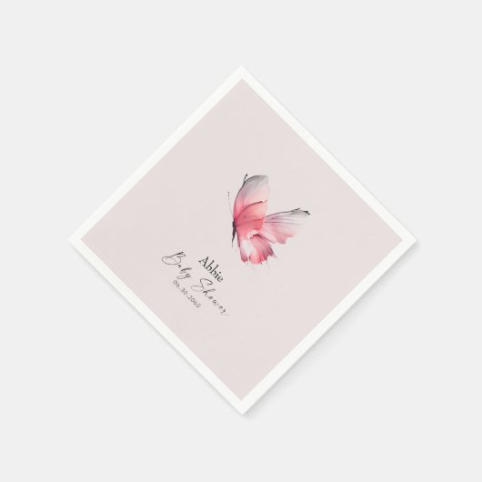 Serviette En Papier Baby shower à papillon transparent (Coin)